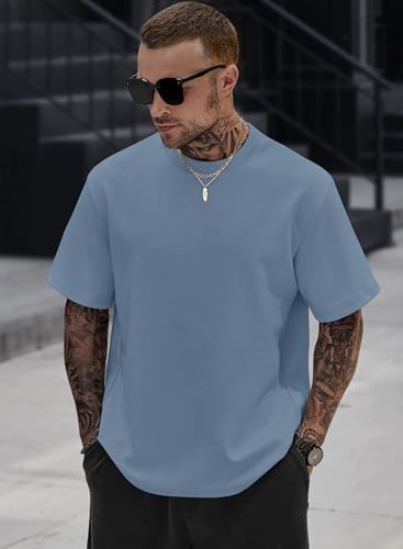 Image of Herberton Mens Oversized T-Shirts Heavyweight Cotton Stretch Fashion Thick Tee Tops (S-3XL)