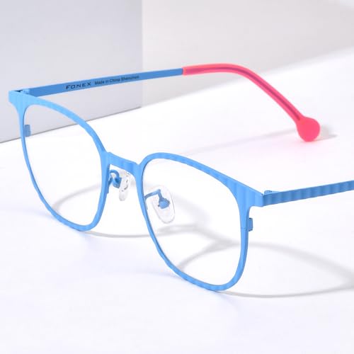 Image of FONEX Colorful Pure Titanium Glasses Frame Women Retro Round Eyeglasses F85782