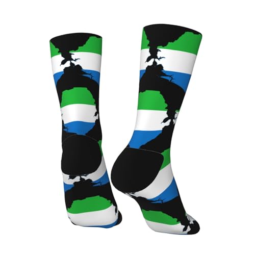 Flag Map of Sierra Leone Socks For Men Women Outdoor Sports Running Hiking Wicking Crew Socks4