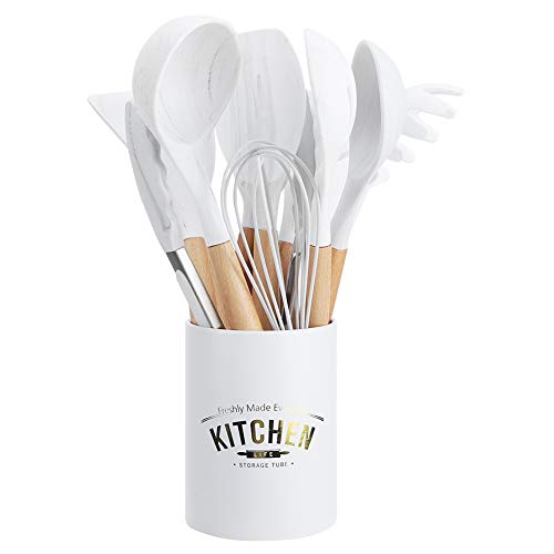 Atyhao キッチンツールセット シリコン 調理器具 製菓器具 調理器具セット フライ返し おたま トング ヘラ トング 泡立て器 ブラシ スパチュラ パスタサーバー レードル ターナー スプーン (12点セット(大理石柄))