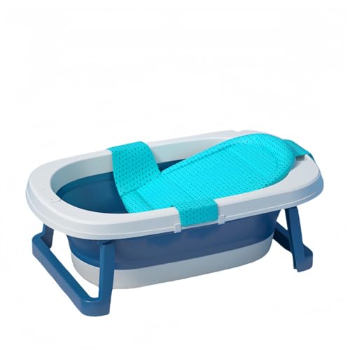 JiFocelt「超薄型折りたたみペットバスタブ 犬猫兼用 コンパクト省スペース 滑り止めシリコン足パッド付き マンション収納に最適」 (ディープブルーです,+バスネットです)