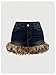 WDIRARA Women's Plus Size Leopard Fuzzy Mini Denim Skirt Y2k Bodycon Jean Skirts Blue Large Plus