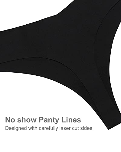 Image of SHARICCA Women No Show Seamless Underwear Thong Invisible Soft Panties Multi Pack