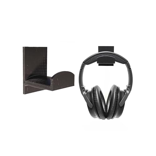 Image of Self-Adhesive Wall-Mount Headphone & Headset Stand | Sleek Black Wall Organizer for Home, Office & Gaming Setups