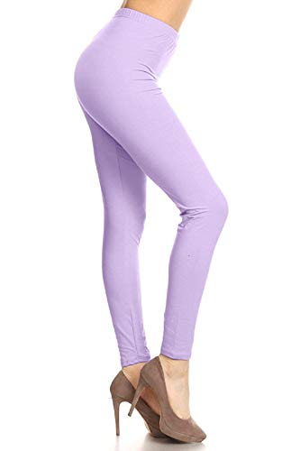 Image of Leggings Depot Women's High Waist Leggings Soft 1 inch Waistband Solid Pants - Regular, Plus, 1X3X, 3X5X