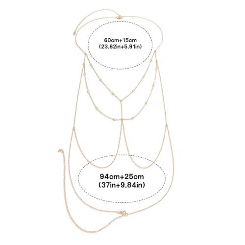 MODRSA Gold Body Chain Jewelry for Women Body Jewelry for Women Sexy Gold Body Chains for Women Rhinestone Body Chain Bra Bra Chain Jewelry Lingerie Body Chain Gold Chest Chain Body Bodychain