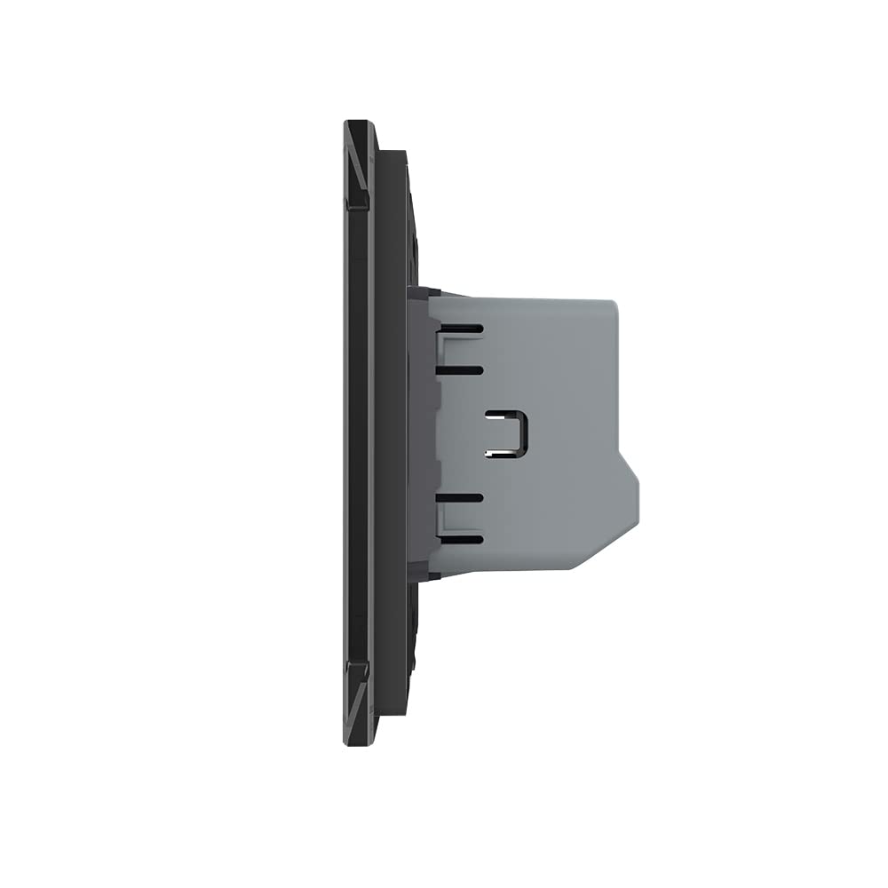 LIVOLO 2-facher dimmbarer Touch Lichtschalter Glasschalter Touchlichtschalter Dimmer Dimmerschalter Glas Wandschalter Glasblende Seriendimmer Schwarz VL-FC2D2-2G-C2-12