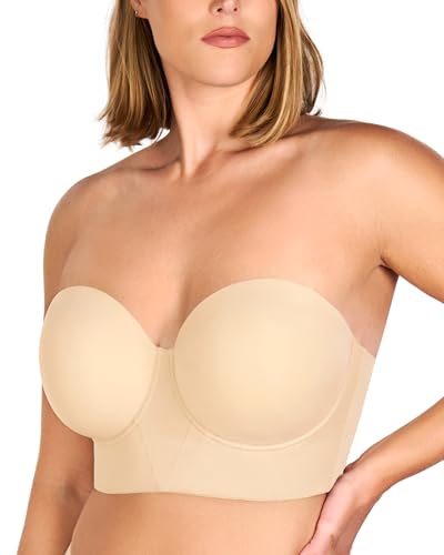 HSIA Strapless Bras for Women, Longline Bandeau for Large Bust Plus Size Supportive Corset Non Slip Convertible Bustier2