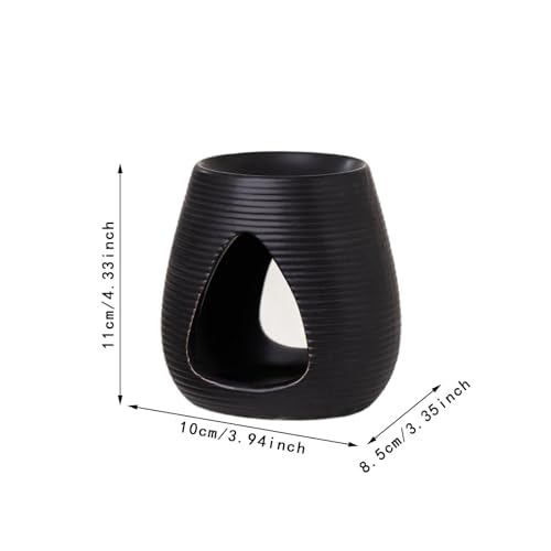 Porte-candélabre diffuseur d'encens ornement en céramique noire géométrique - 4