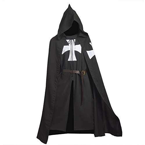 BLESSUME Médiéval Hospitalier Chevaliers Costume Tunique avec Manteau & Ceinture Cover