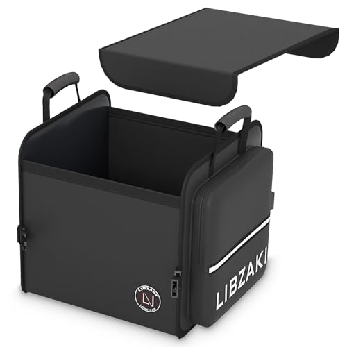 Image of LIBZAKI Car Trunk Storage Organizer, Collapsible Trunk Storage Box for Car Truck SUV-Black