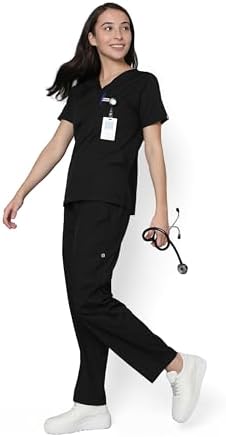 Knya Scrub Suit for Women | 5 Pocket | V Neck Top & Bottom Set | Short Sleeves | Lightweight & Breathable | Hospital Clinic & OT Wear | Medical Uniform | Scrubs for Female Doctors Nurses & Dentists