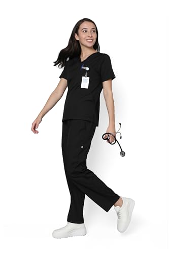 KNYA Classic Women's 5-Pocket New Gen Scrubsuit | V Neck | Flexibile & Comfortable Top & Bottom | Easily Accessible Pockets | Uniform for Doctors.