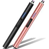 LcFun Candle Lighter 2 Pack USB C Rechargeable Plasma Arc Lighter with Safe Lock Windproof Flameless Long Lighters for Candles, BBQ, Camping, Gas Stoves