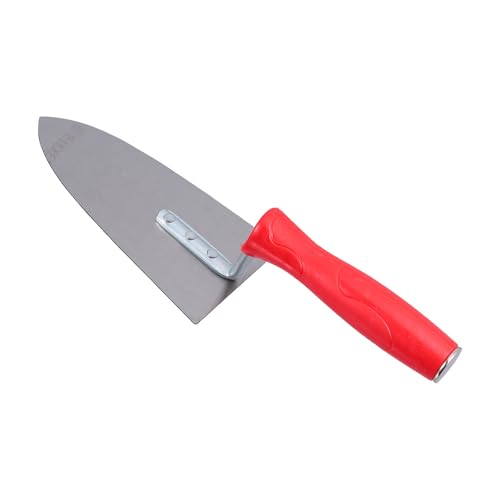 Veemoon Espátula para Masilla de Acero Manganeso Punta Plana Mango Plástico Rojo Antideslizante Llana de Albañilería para Nivelación y Trabajos de Construcción Herramienta Resistente
