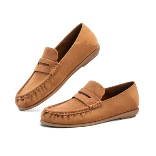 FITORY Loafers for Women Slip On Flats Dress Shoes Business Casual Work | Penny Loafers,Ruched Toe,Collapsible Heel,Non‑Slip Outsole,Dressy Moccasins,Comfortable for Driving,Office,Walking