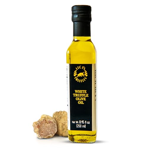 Luca's Truffles White Truffle Oil Infused - Premium Italian Extra Virgin Olive Oil - Non-GMO, Gluten-Free, Gourmet Oil for Cooking &amp; Seasoning, 8.45 fl. oz (250 ml)