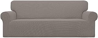 Easy-Going Stretch-Sofa-Schonbezug, 1 Stück, Sofabezug, Möbelschutz, Couch weich mit elastischer Unterseite, für Kinder, Spandex-Jacquard-Stoff, kleine Karos (Sofa, Taupe)
