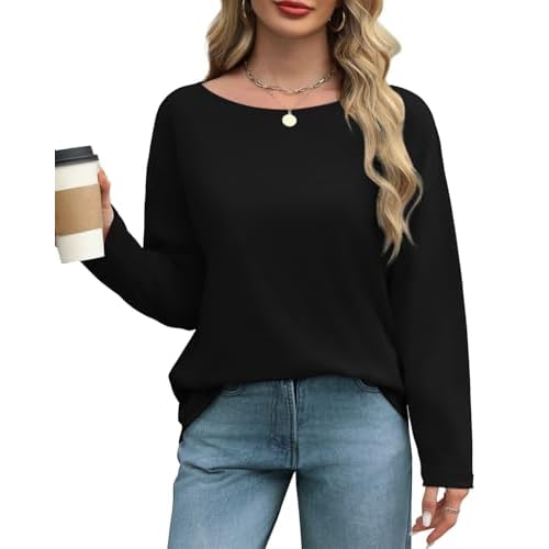 Jescakoo Sweatshirts for Women Fall Sweater Boat Neck Shirt for Womens Tunic Top 2024 Clothing S-2XL