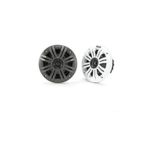 Kicker Km4 4-Inch (100Mm) Marine Coaxial Speakers With 1/2-Inch (13Mm) Tweeters, 4-Ohm, Charcoal And White Grilles #TOP4