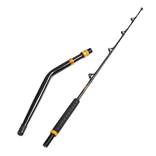 Fiblink Bent Butt Fishing Rod 2-Piece Saltwater Offshore Trolling Rod Big Game Roller Rod Conventional Boat Fishing Pole (Length: 6’)