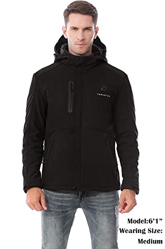 Venustas Men's Heated Jacket With Battery Pack 7.4V, Windproof Electric Insulated Coat With Detachable Hood #TOP2