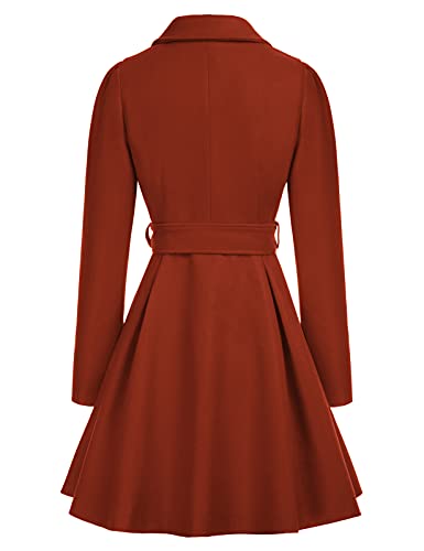 Grace Karin Women's Notch Lapel Long Puff Sleeve A Line Pea Coat With Self Tie Belt #TOP1