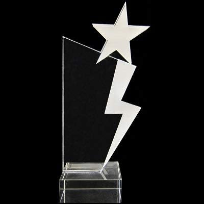 Personalized, Customizable Value LINE Acrylic Lightning Bolt Star Trophy | 6, 7, or 8 Inches Tall | Free Engraving