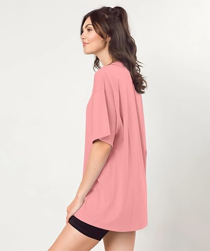 Image of SHODOX Women's Cotton Blend Oversized Drop Shoulder Solid T-Shirt(Pack of 1)