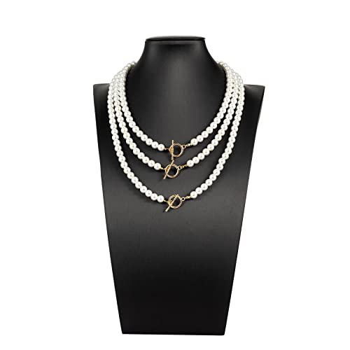 Exgox Pearl Necklace Choker Simulated Shell Pearl Necklace For Mens Round White Pearl Necklace Strand Pearl Jewelry Gift For Women Girls #TOP3