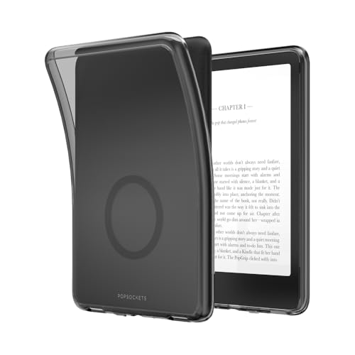 Image of PopSockets Kindle Paperwhite Case (12th Gen, 7 inch, 2024 /25), Signature Edition & Colorsoft - Slim Protective Cover with Built-in MagSafe Ring for MagSafe PopGrip, E-Reader Accessory - Black Translucent