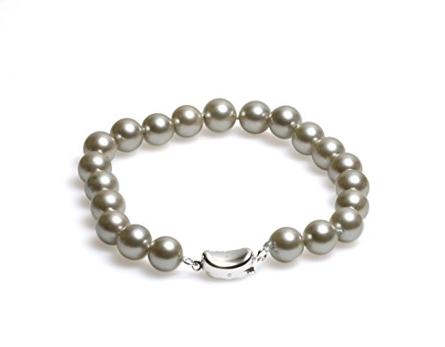 Preisvergleich Produktbild Schmuckwilli Muschelkernperlen Perlenarmband Perlen Armband silber Hochwertige 20cm mb1039-20 (10mm)