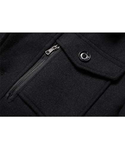 Image of SOMTHRON Men's Wool Blend Trench Coat Slim fit Single Breasted Notch Lapel Winter Jacket Business Pea Coat Overcoat
