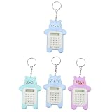 LIFKICH Calcolatrice Facile da Trasportare Colore Casuale per Studenti e Uso Quotidiano Piccolissima a Forma di Orso 4pezzi Lcd Portachiavi Carino