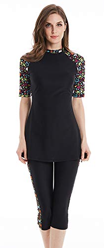 Modest Swimwear for Women Short Sleeve Swimsuit Burkini Modesty Swimming Costume Rash Guard Surfing Suit Beachwear