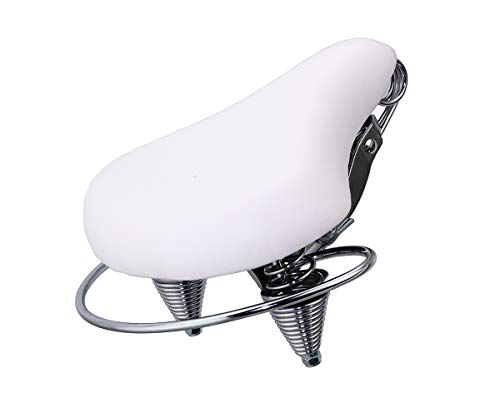 Alta Bicycle Beach Cruiser Extra Padded Saddle/Seat Vinyl with Web Spring (White)