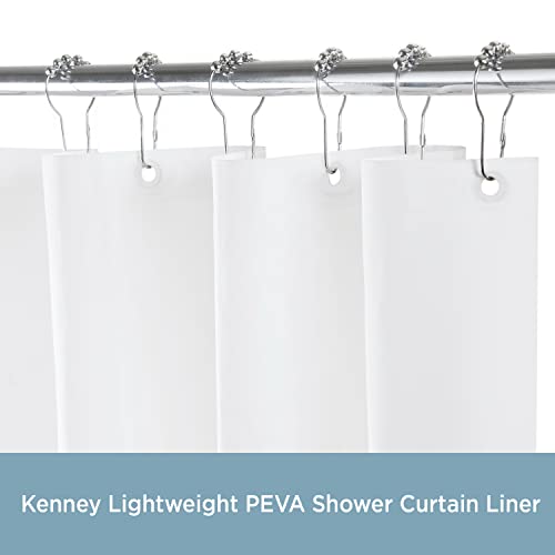 Kenney Lightweight 3 Gauge Waterproof Peva Shower Curtain Liner With Durable Eyelet Hang Holes And Weighted Magnetic Hem For Bathroom, 70" W X 72" H, White #TOP1