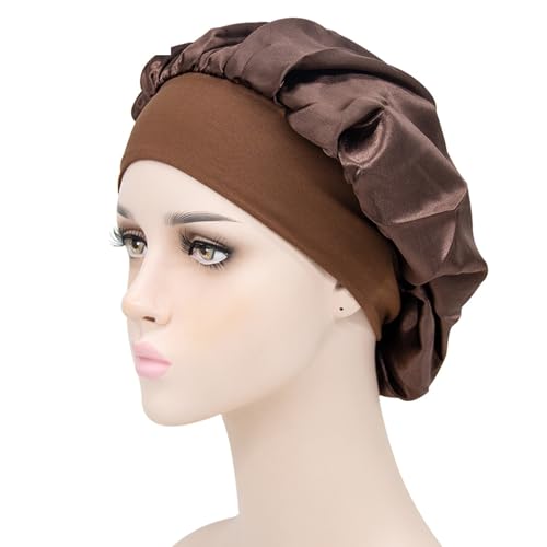 ulafbwur Shower Hat Sleep Hat Wide Headband Elastic Satin Stretchy Hair Bonnet Hat for Woman Hair Bonnet Hat Hair Care Wrap