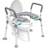 Toilet Seat Riser for Seniors,Heavy Duty Raised Toilet Seat with Handles,Adjustable Width and Height,Elevated Toilet Chair for Elderly,Handicap, Pregnant,Fit Most Toilet,450 LBS