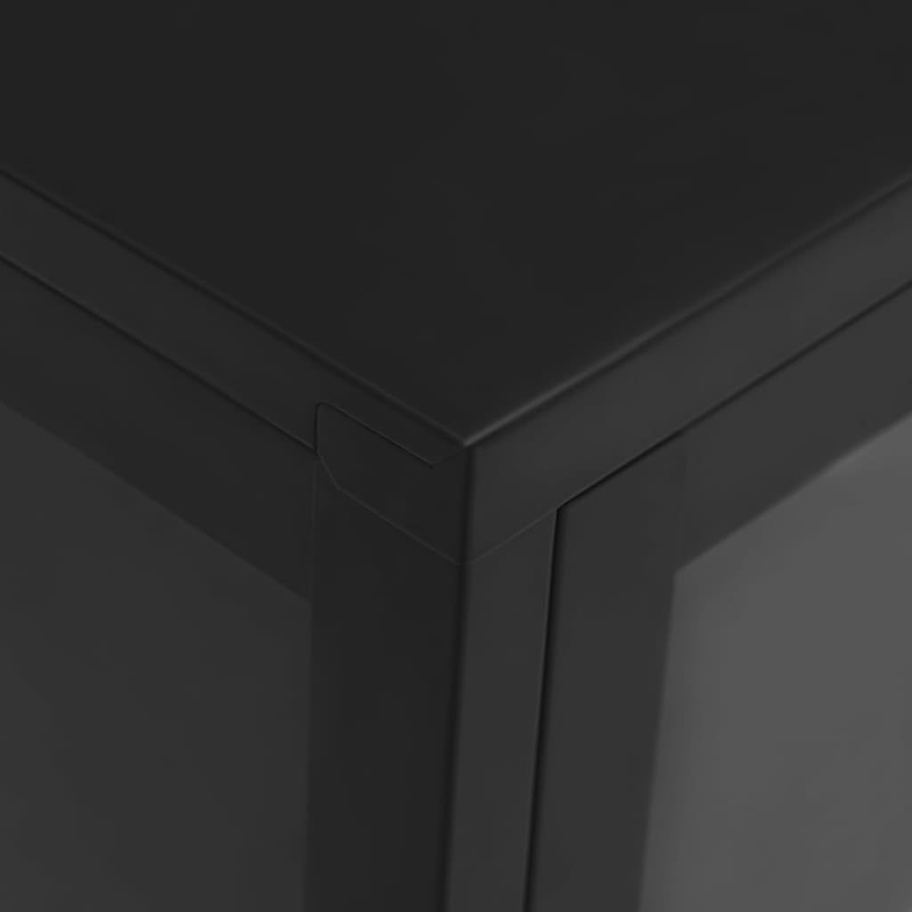 Aparador negro 70 x 35 x 70 cm, acero y cristal, con estantes ajustables, para salón, cocina, pasillo, espacio de almacenamiento versátil