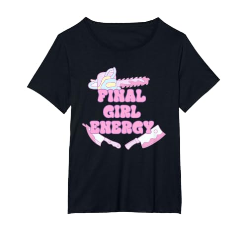Final Girl Energy Funny Apparel T-Shirt, Women's Plus, Black, 3X