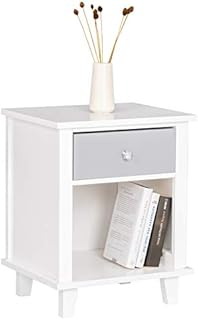 WOLTU White Bedside Table with Drawer and Storage Shelf,Wooden Nightstand