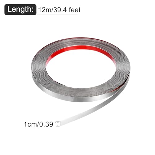 Moldura de pared autoadhesiva de acero inoxidable cepillado para bordes plateados 12m 3