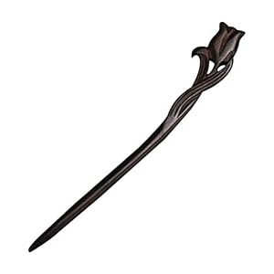 FRCOLOR Tulip Hairpin Wooden Hair Stick Decorative Updo Chopsticks for Women Girls Stylish Hair Styling Accessory