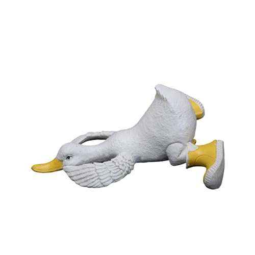Dasbsug Anatra in resina divertente con stivali da pioggia statuetta da giardino scultura animale cartone animato per giardino esterno e decorazioni interne Resine anatra Figurine