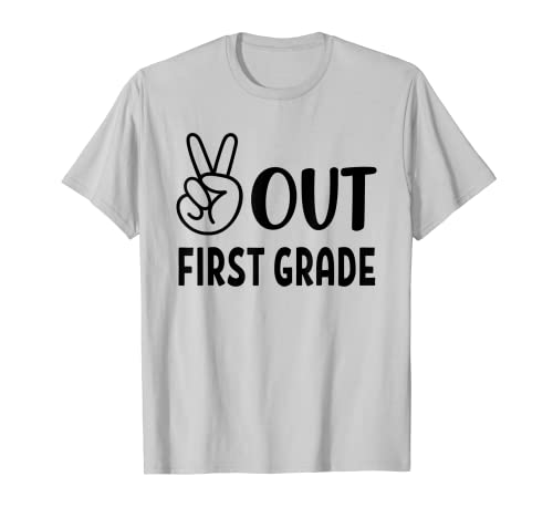 Peace Out Primer Grado, Último Día de la Escuela Diseño de Niños Lindos Camiseta