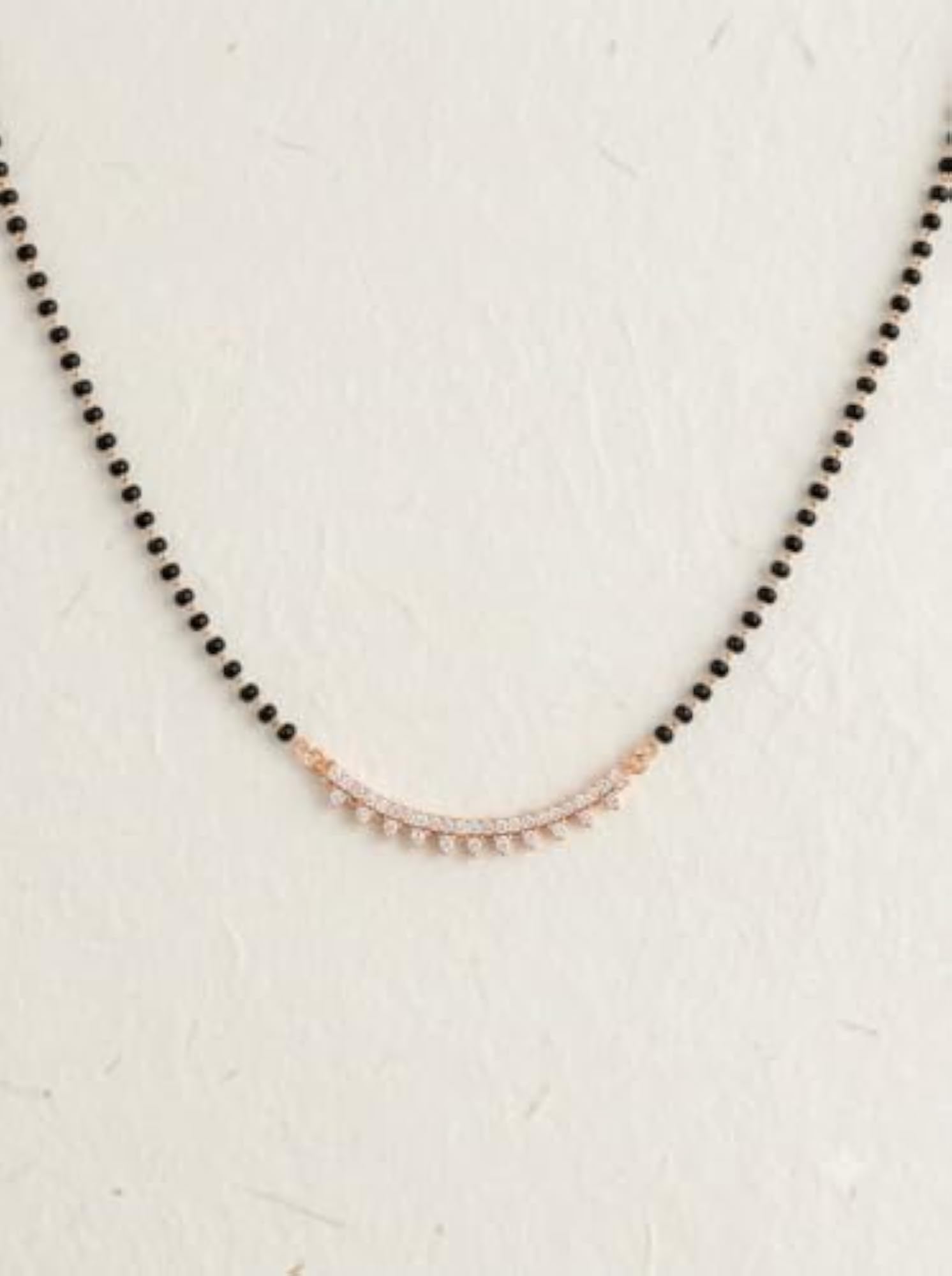 Women's Rose Gold Mangalsutra with Black Bead Chain