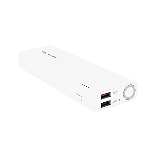 RealPower PB-12000 externer Akku Batterie Handy Ladegerät Powerbank hohe Kapazität 12000 mAh für iPhone, iPad, Samsung Galaxy und weitere Smartphones (weiß)