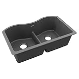 Elkay ELGULB3322GY0 Quartz Classic Equal Double Bowl Undermount Sink with Aqua Divide, Dusk Gray