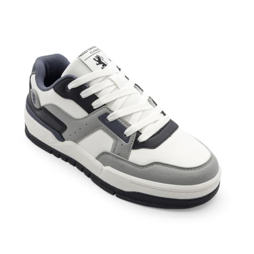 Image of Red Tape Men's Sneakers White Brown Pu Round Lace-Up All-Day Comfort